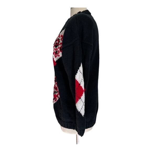 Izod Vintage Plaid Argyle Holiday Christmas Sweater Medium - Picture 2 of 12